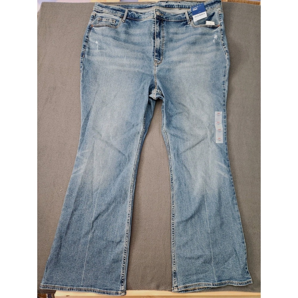 Old Navy Higher High-Rise Flare Jeans Plus Sz 24 Blue Denim Boho Festival NWT‎